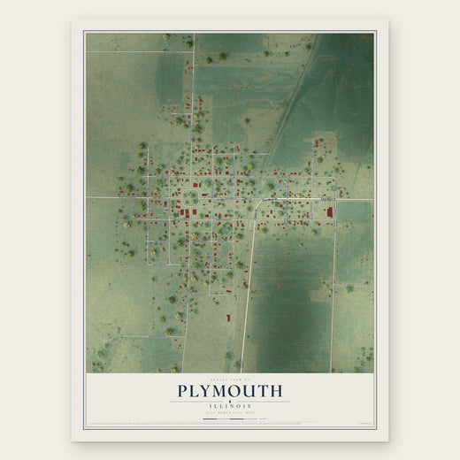 Plymouth, Illinois map print, the full design