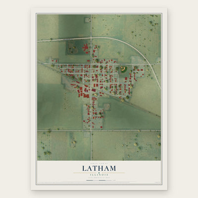 Latham, Illinois map print, the full design