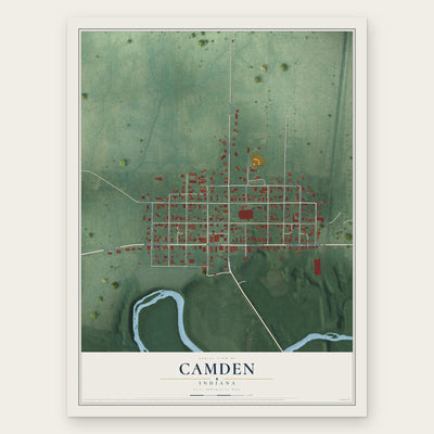 Camden, Indiana map print, the full design