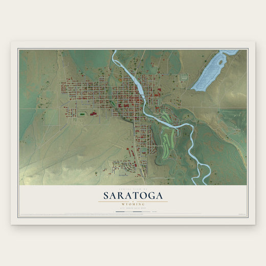 Saratoga, Wyoming map print, the full design