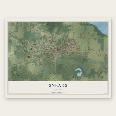 Sneads, Florida map print, the full design