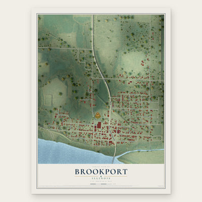 Brookport, Illinois map print, the full design
