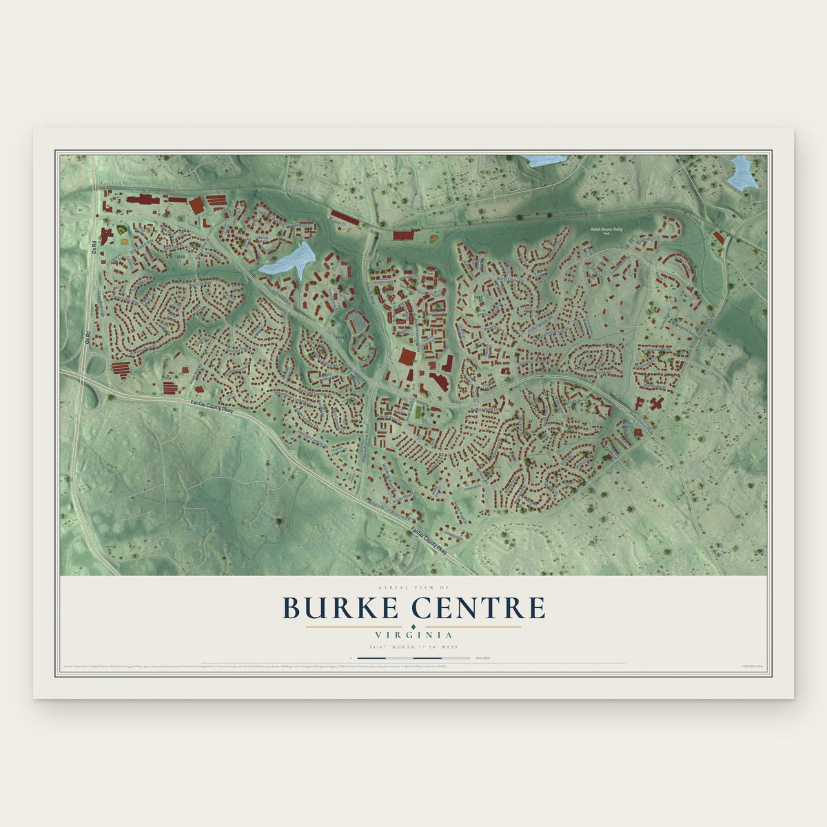 Burke Centre, Virginia map print, the full design