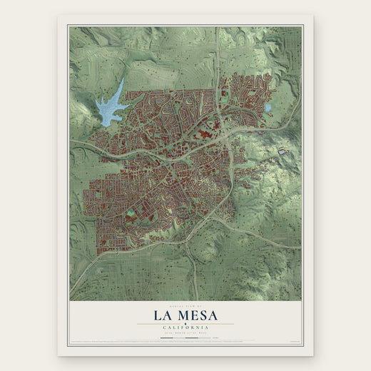 La Mesa, California map print, the full design
