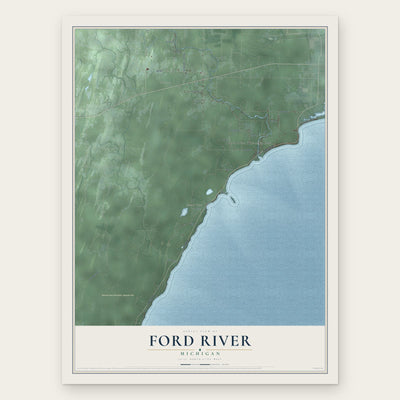 Ford River, Michigan map print, the full design