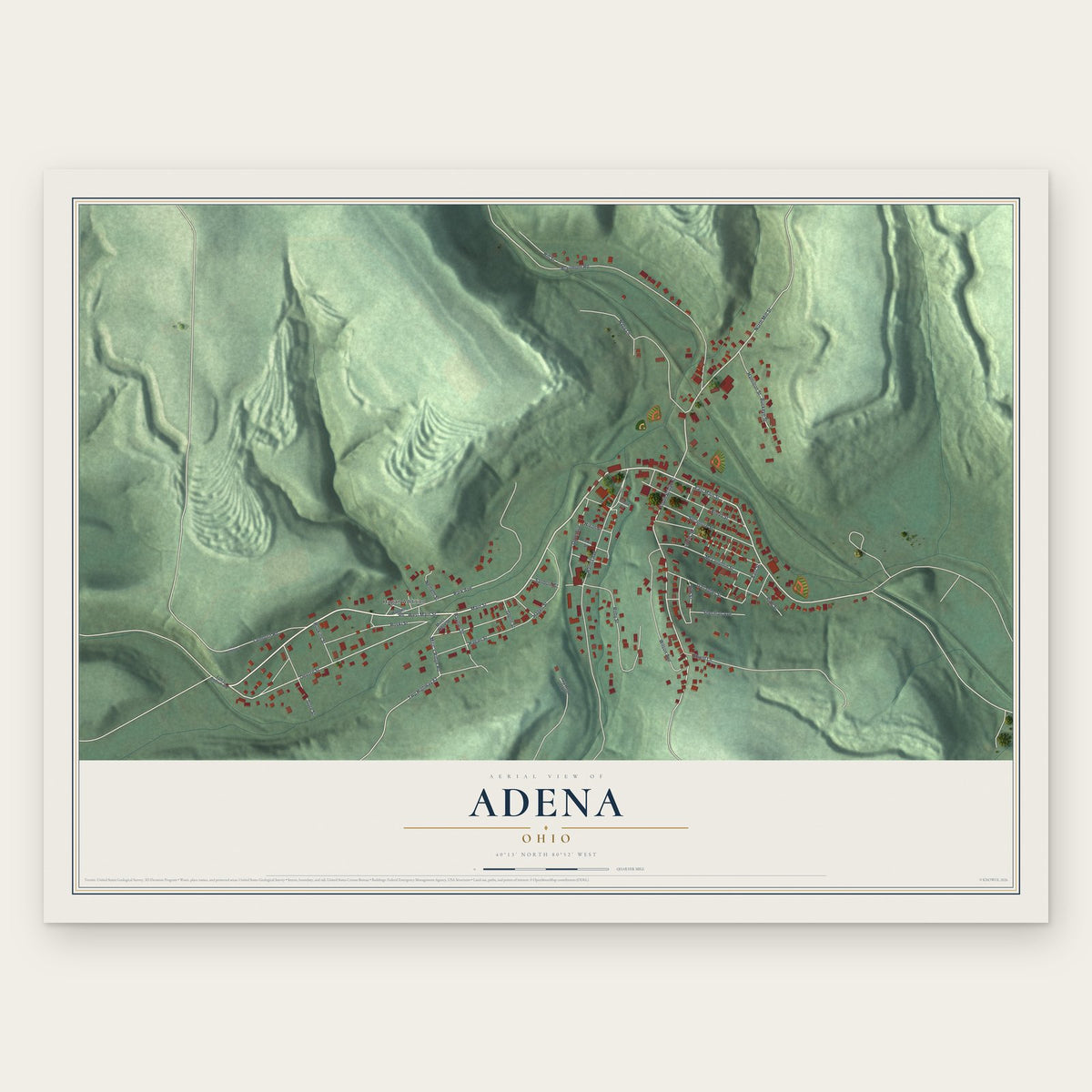 Adena, Ohio map print, the full design