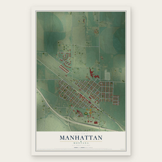 Manhattan, Montana map print, the full design
