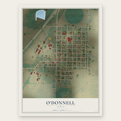 O'Donnell, Texas map print, the full design