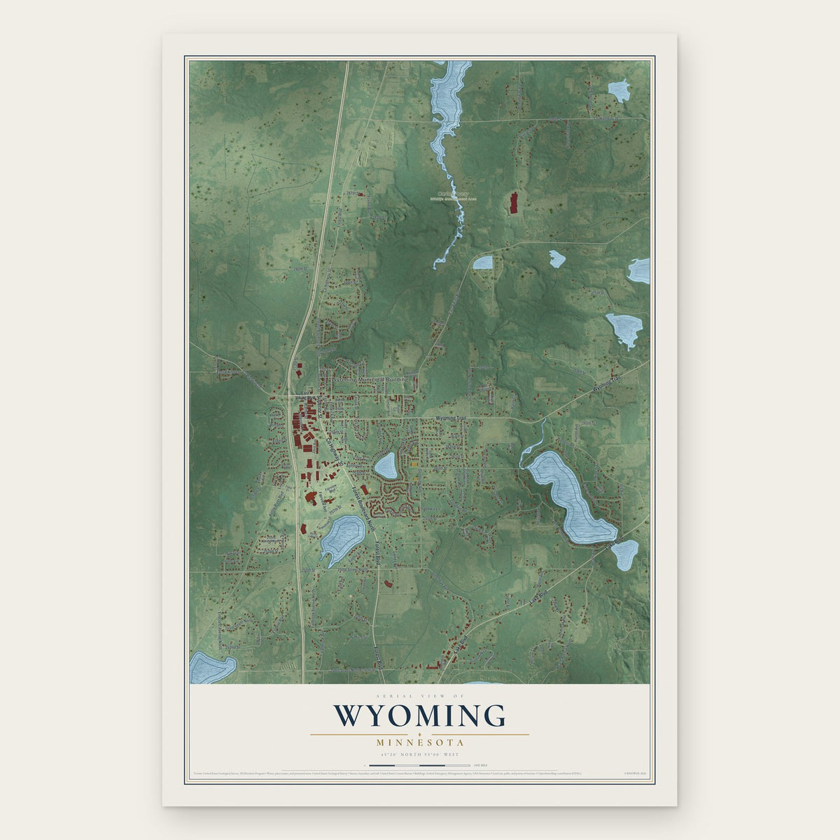 Wyoming, Minnesota map print, the full design