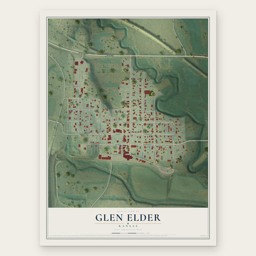 Glen Elder, Kansas map print, the full design