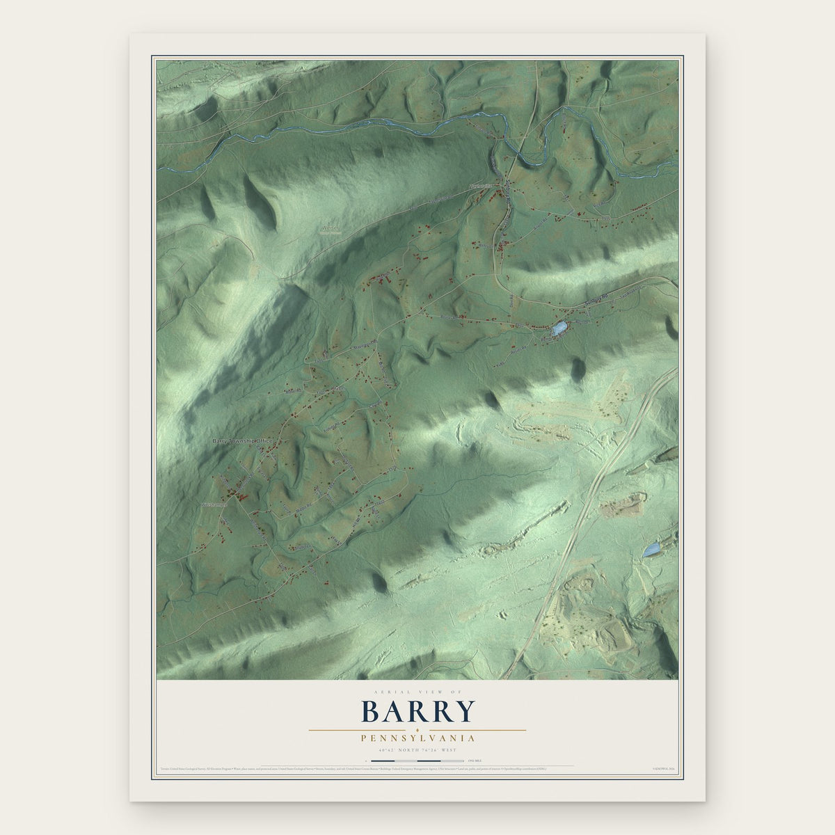 Barry, Pennsylvania map print, the full design