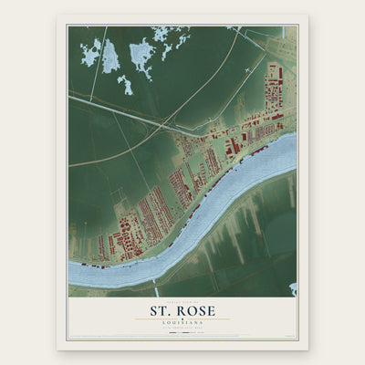 St. Rose, Louisiana map print, the full design
