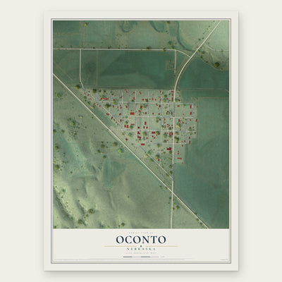 Oconto, Nebraska map print, the full design