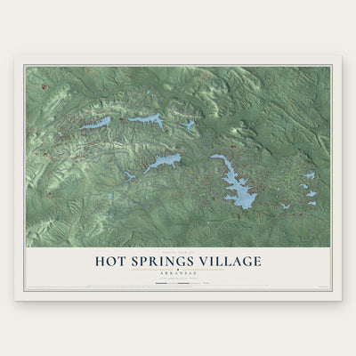 Hot Springs Village, Arkansas map print, the full design