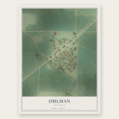 Ohlman, Illinois map print, the full design