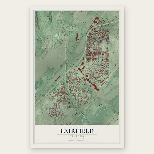 Fairfield, Alabama map print, the full design