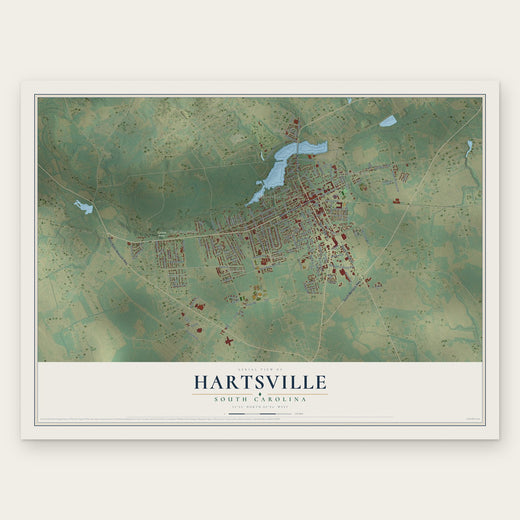 Hartsville, South Carolina map print, the full design