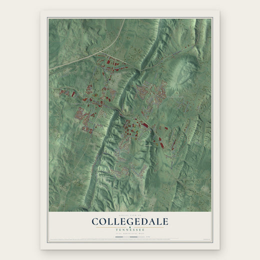 Collegedale, Tennessee map print, the full design