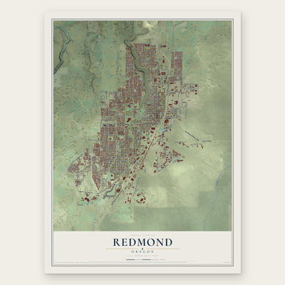 Redmond, Oregon map print, the full design