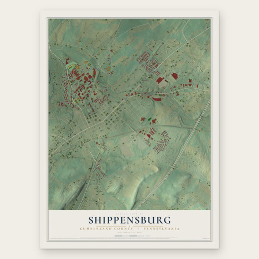Shippensburg, Cumberland County, Pennsylvania map print, the full design