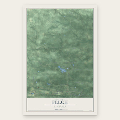 Felch, Michigan map print, the full design