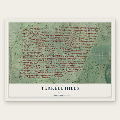 Terrell Hills, Texas map print, the full design