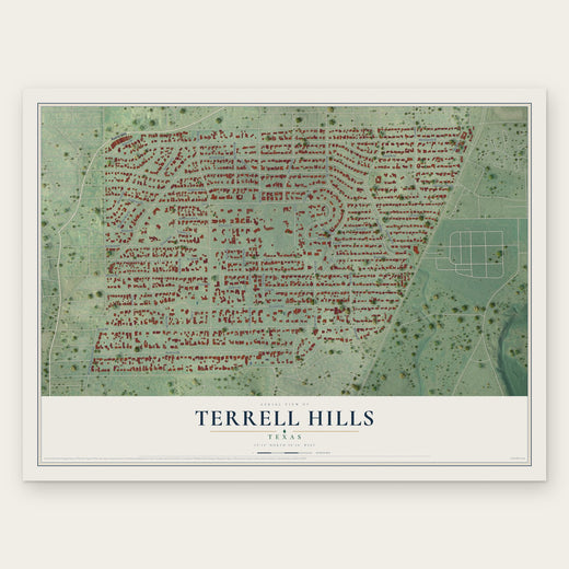 Terrell Hills, Texas map print, the full design