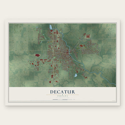 Decatur, Indiana map print, the full design