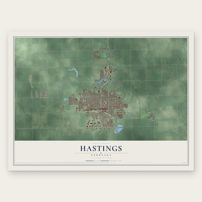 Hastings, Nebraska map print, the full design