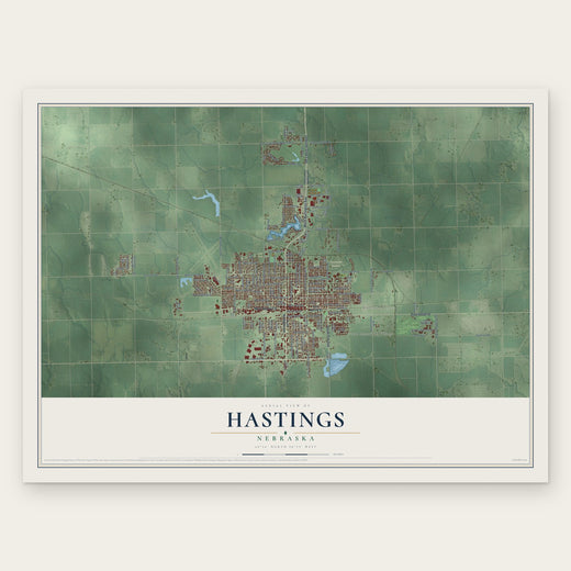 Hastings, Nebraska map print, the full design