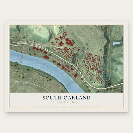 South Oakland, Pennsylvania map print, the full design