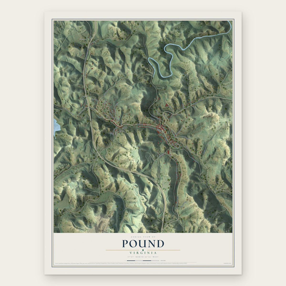 Pound, Virginia map print, the full design