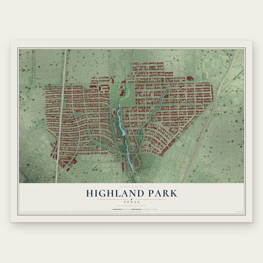 Highland Park, Texas map print, the full design