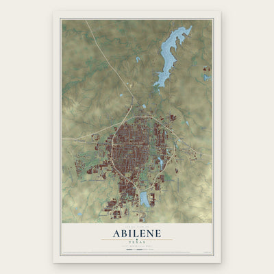 Abilene, Texas map print, the full design