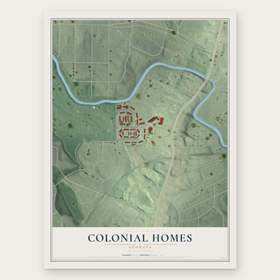 Colonial Homes, Georgia map print, the full design