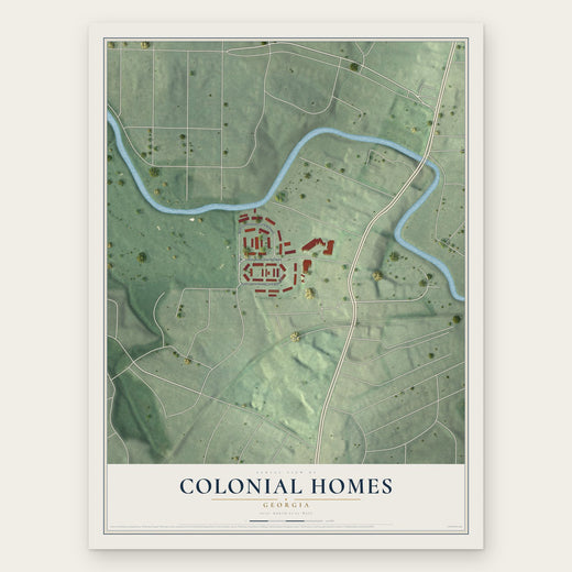 Colonial Homes, Georgia map print, the full design