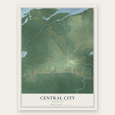 Central City, Arkansas map print, the full design