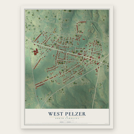 West Pelzer, South Carolina map print, the full design