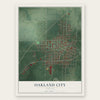 Oakland City, Indiana map print, the full design