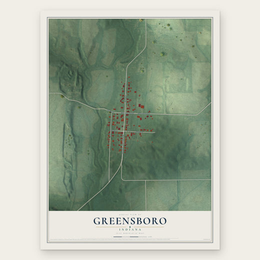 Greensboro, Indiana map print, the full design