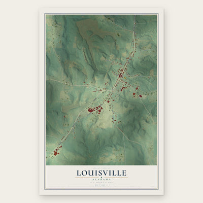 Louisville, Alabama map print, the full design
