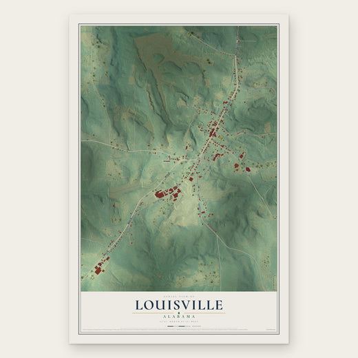 Louisville, Alabama map print, the full design