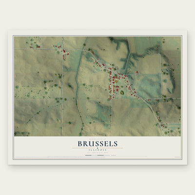 Brussels, Illinois map print, the full design