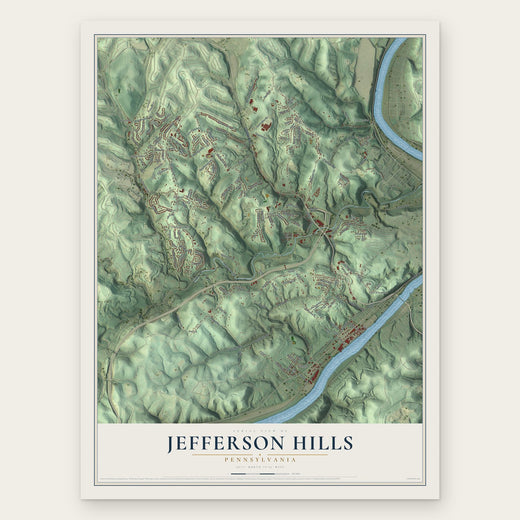 Jefferson Hills, Pennsylvania map print, the full design