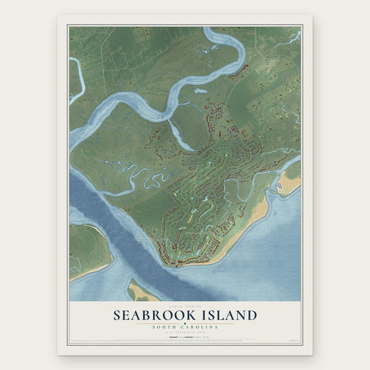 Seabrook Island, South Carolina map print, the full design