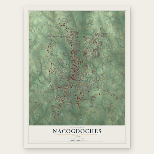 Nacogdoches, Texas map print, the full design