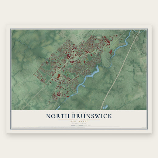 North Brunswick, New Jersey map print, the full design