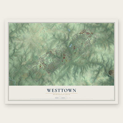 Westtown, Pennsylvania map print, the full design