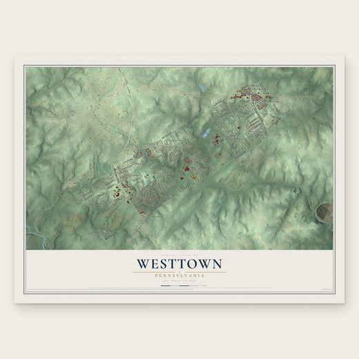 Westtown, Pennsylvania map print, the full design