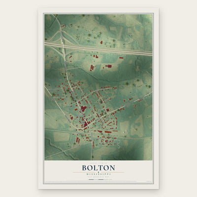Bolton, Mississippi map print, the full design